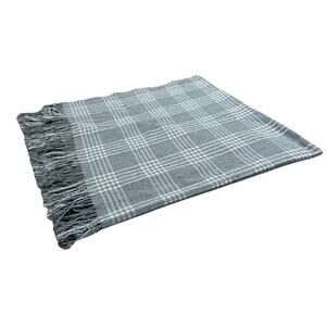 Nido Notte Luxury Italian Throw Blanket Gray White Plaid Fringe Blanket Quilt